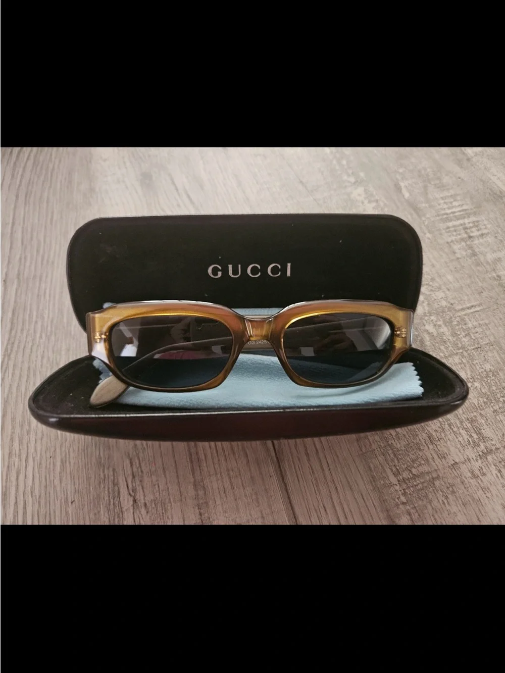 Gucci Vintage Rectangular Sunglasses with Dark Lenses